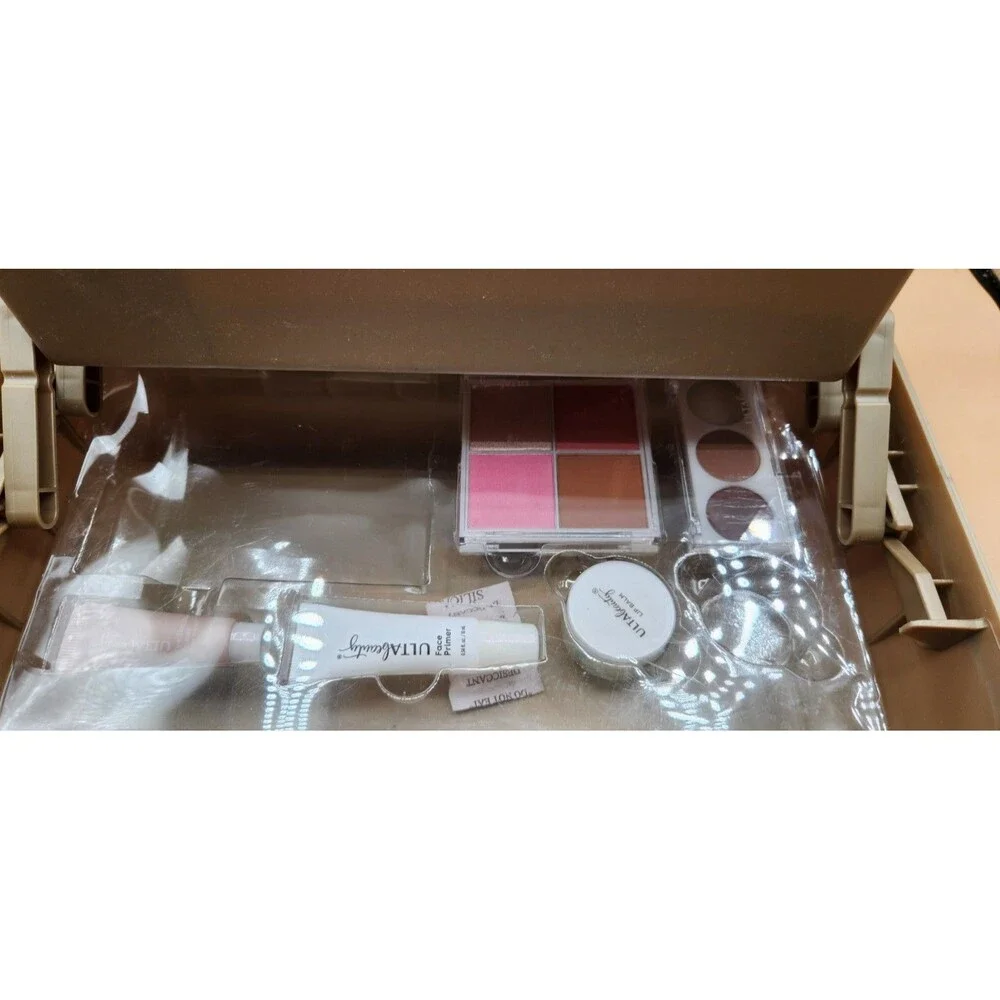Ulta Beauty Caboodle Edition Cream and Gold Glitter with new makeup